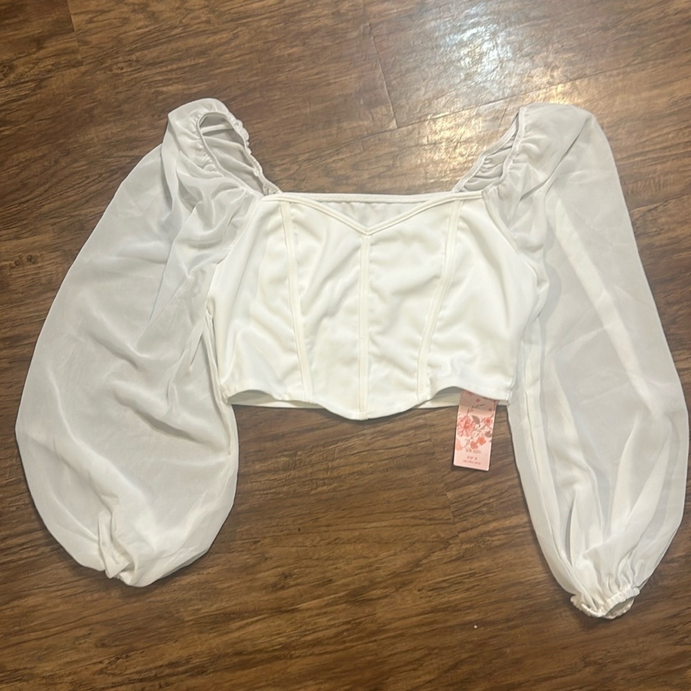 SHEIN sheer sleeve blouse NWT